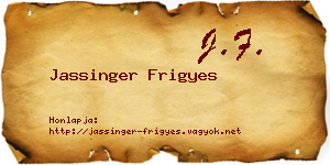 Jassinger Frigyes névjegykártya